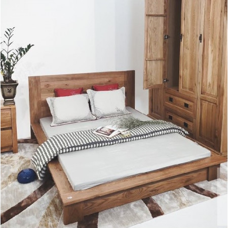 Giường Nhật 03 - 1m6 : Giường Ngủ Gỗ Sồi - Kiểu Bệt